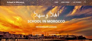 screenshot of front page of School in Morocco website showing sunset over Rabat